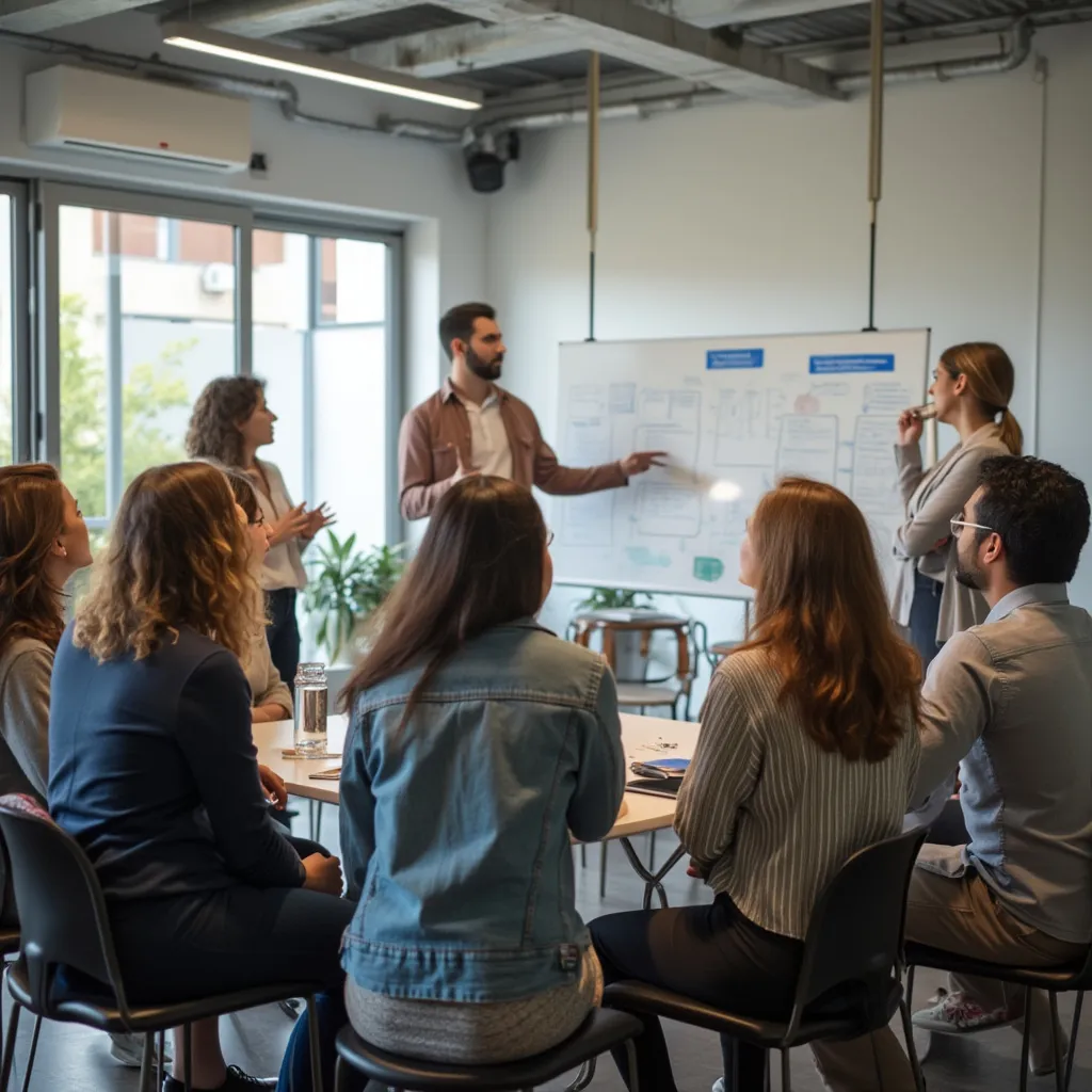 Taller de planificación financiera para emprendedores argentinos en aula interactiva